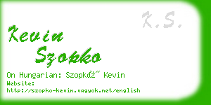 kevin szopko business card